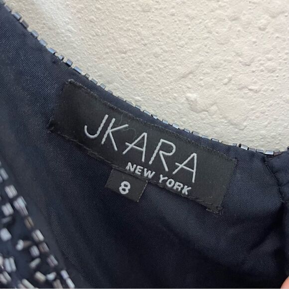 JKARA Navy Sequin Mother of Bride Evening Gown - Picture 5 of 13